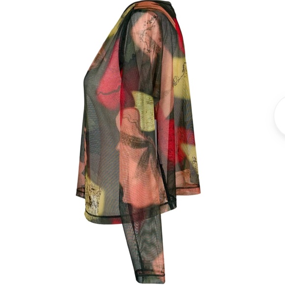 Sympli Floral Camo Mesh Crop Top Long Sleeve Size 8 - Picture 8 of 16